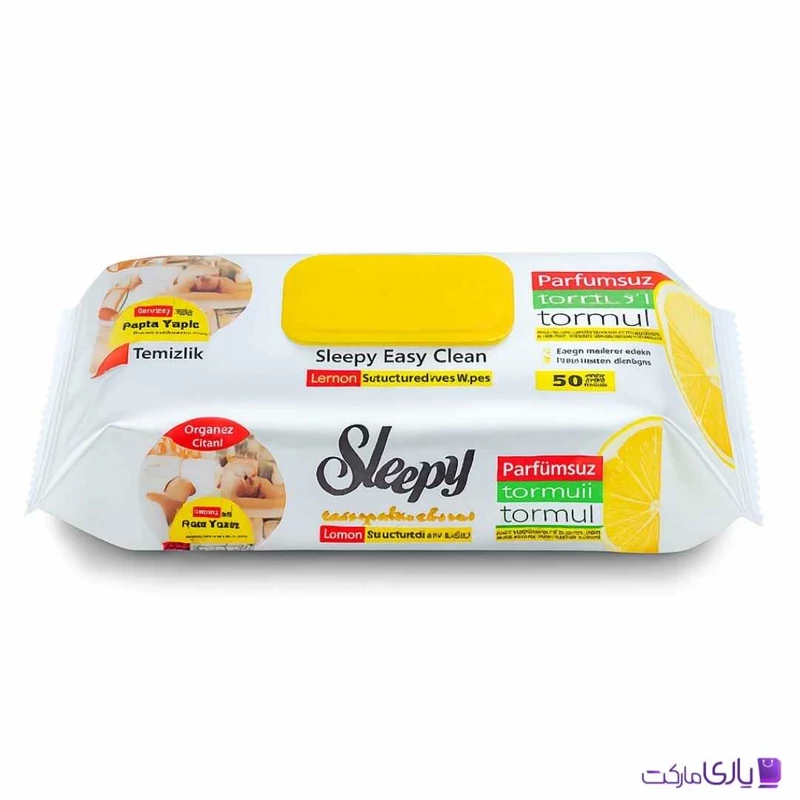 دستمال مرطوب اسلیپی Sleepy مخصوص سطوح آشپزخانه حاوی روغن لیمو بسته 50 عددی
