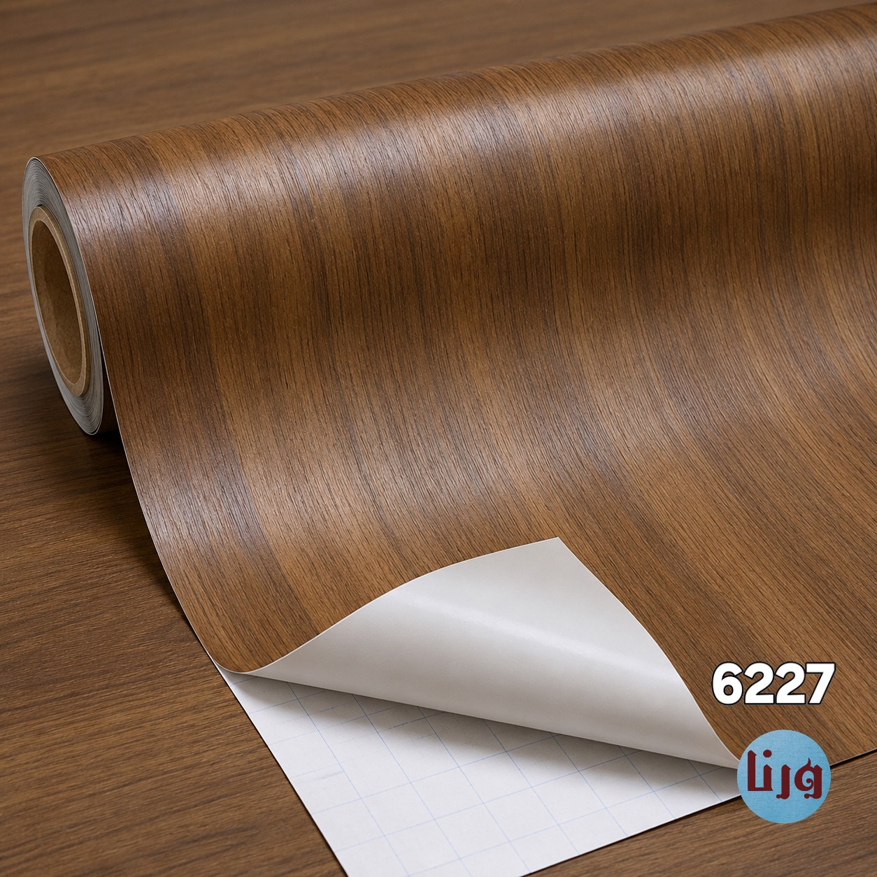 برچسب کابینت و دیواری طرح چوب قهوه ای بلوط کد 6227 روکش PVC خودچسب عرض 60 سانت