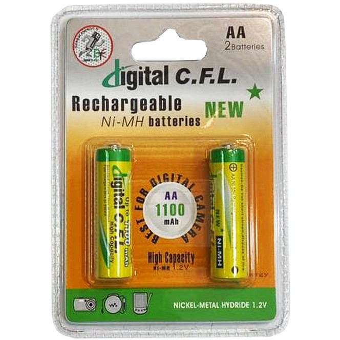 باتری قلمی شارژی digital C F L AA 1100 MAh (بسته 2عددی)