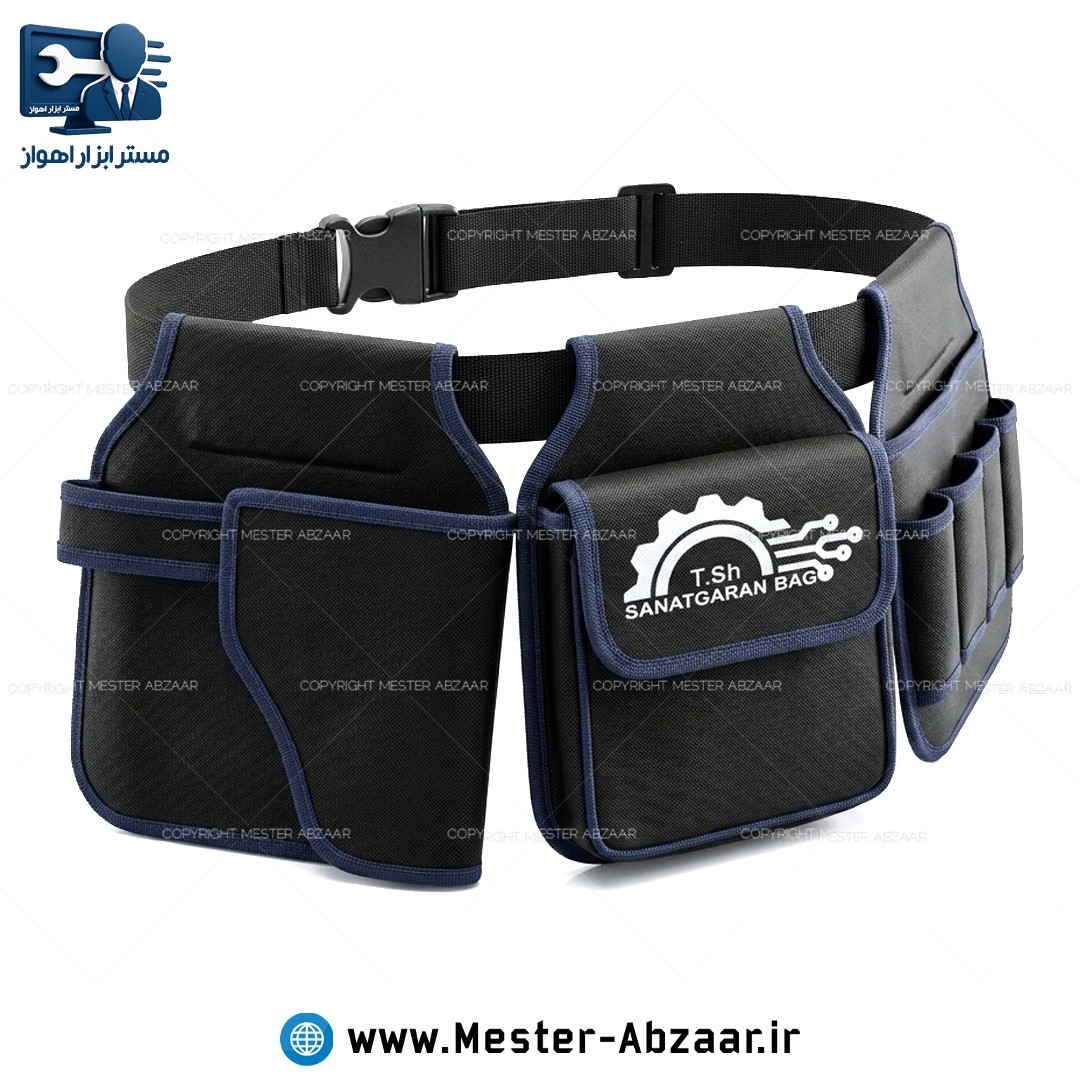 کیف کمری سه بخشی دریل و ابزار دستی برزنتی صنعتگران بگ مدل SANATGARAN BAG