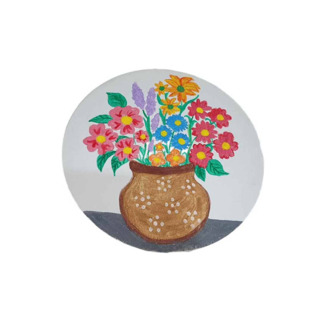 تابلو نقاشی با گواش طرح گل روی بوم 30*30