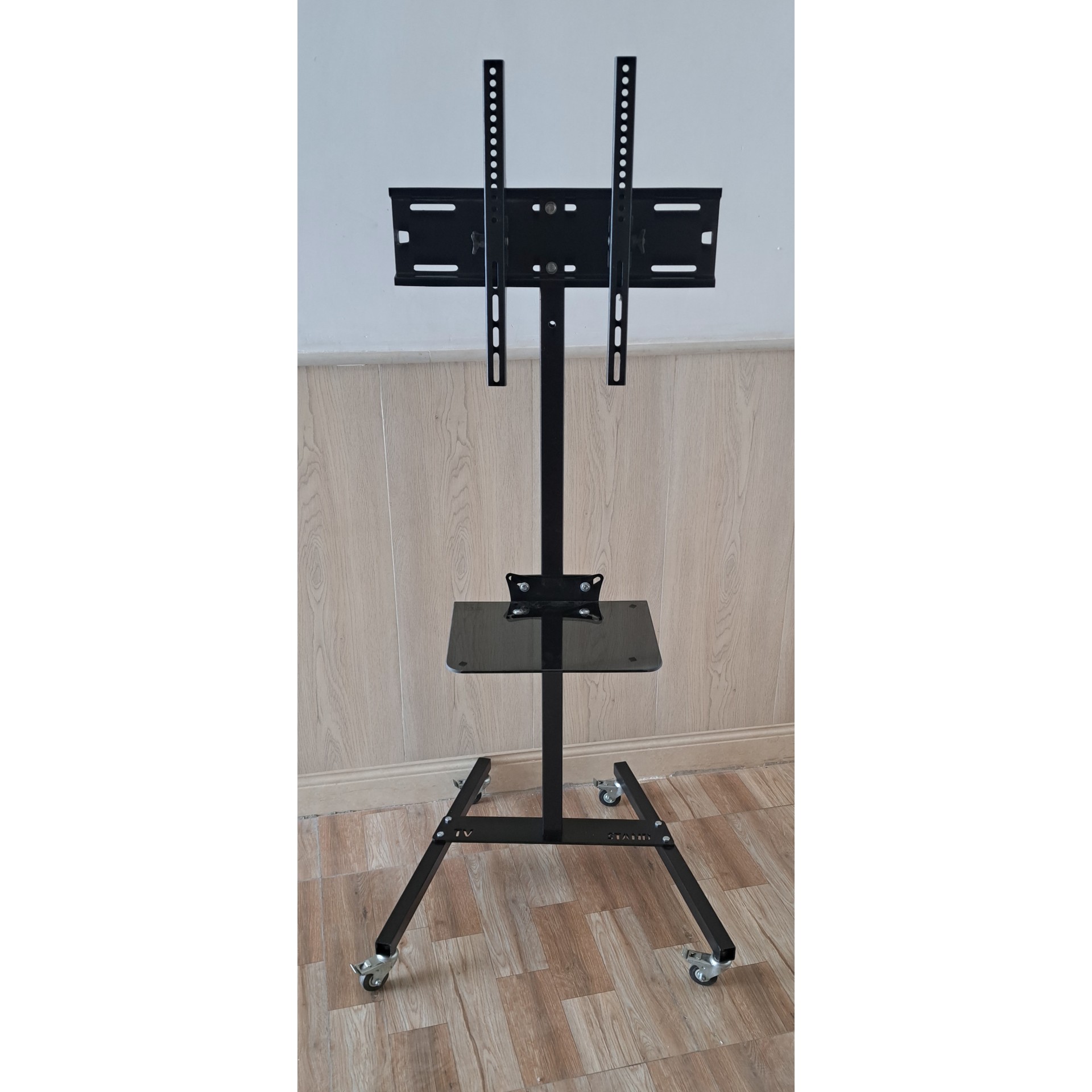 پایه ایستاده تلویزیون چرخدار چرخشی قابل جابجایی32تا 60اینچ طبقه دار