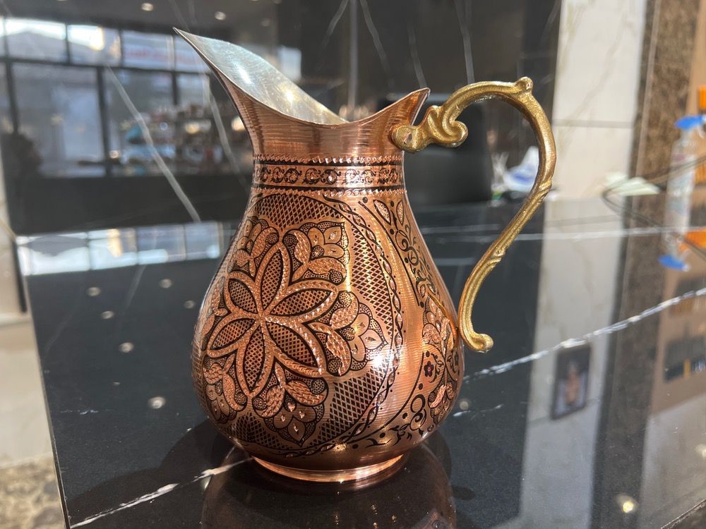 پارچ اردکی الماس تراش مسی نانو سایز متوسط. (نقشینه زنجان)