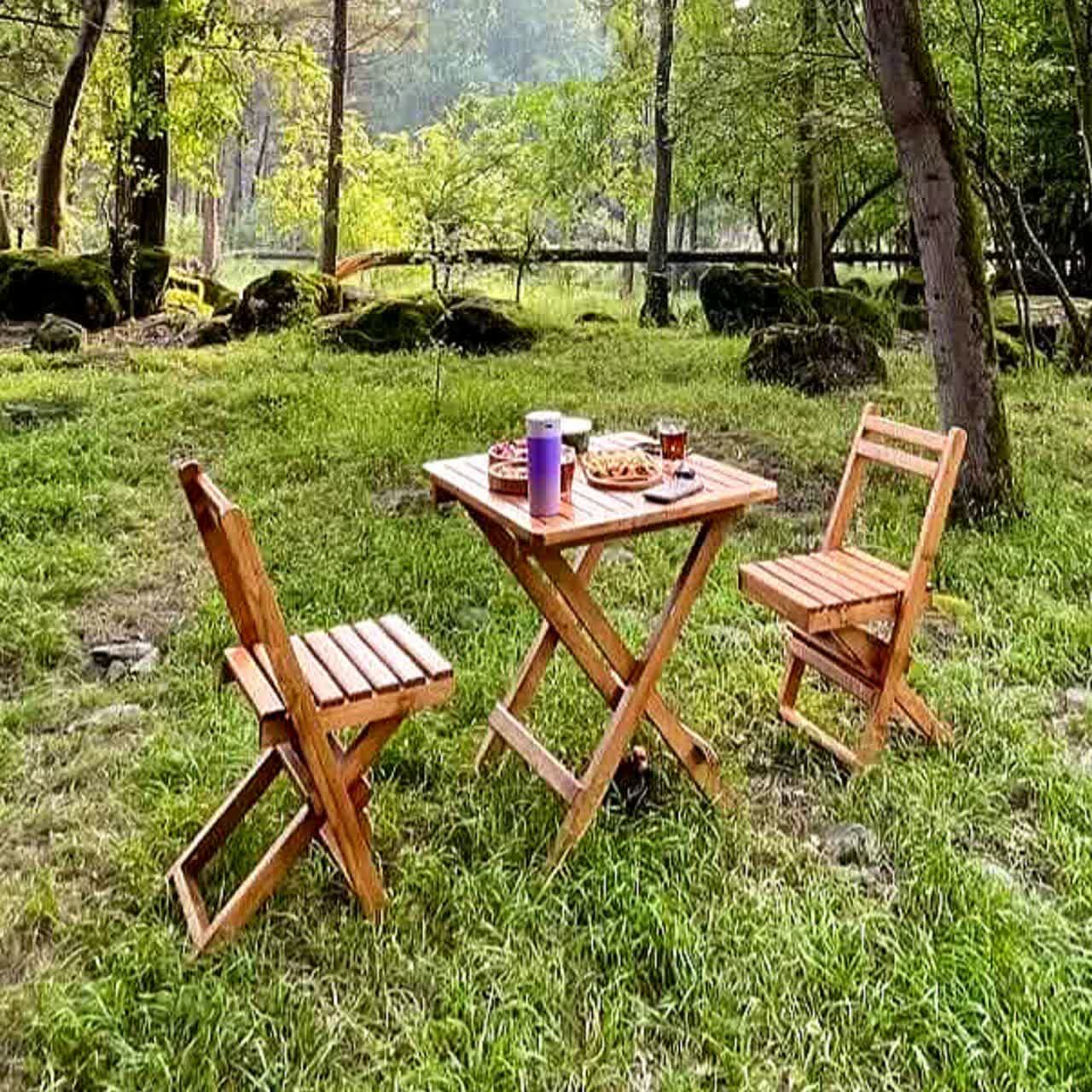 میز تاشو چوبی دونفره