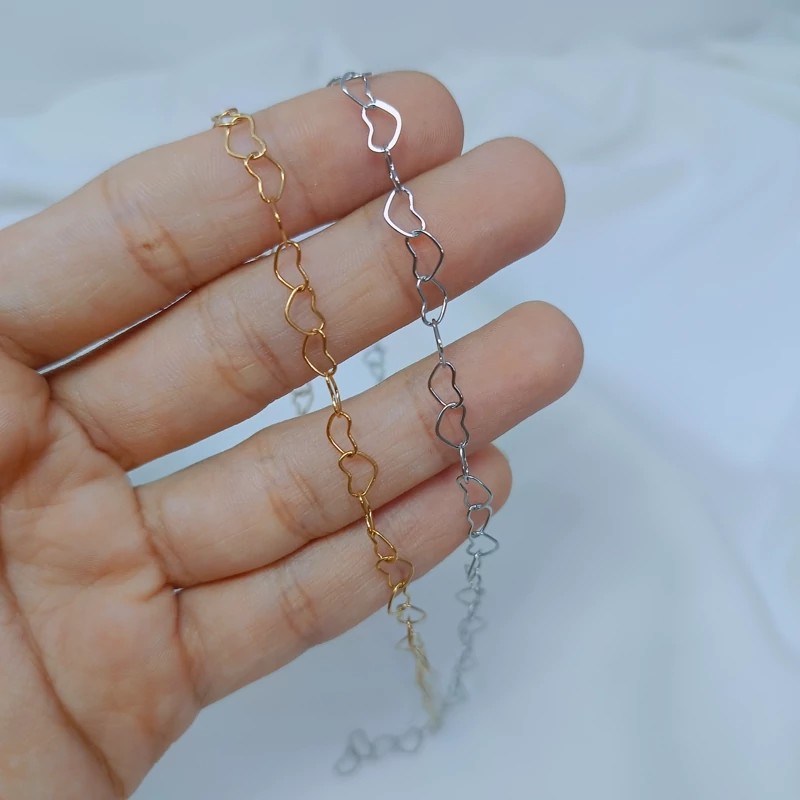 پابند زنجیر قلب نقره ای و طلایی