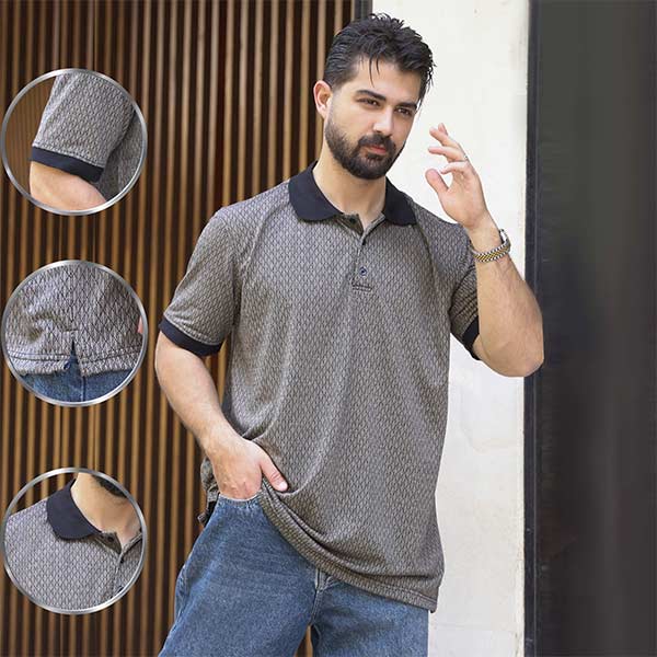پولوشرت سایز بزرگ ژاکارد کد6880