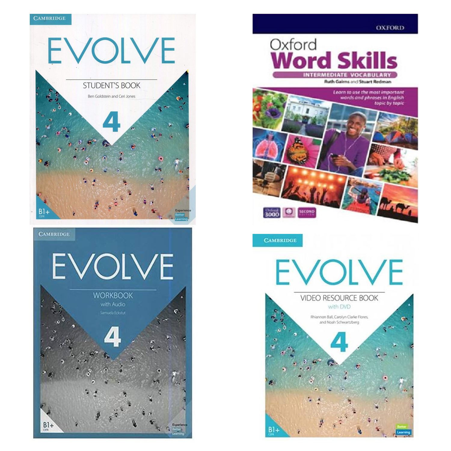 پکیج 4 جلدی کتاب ایوالو Evolve 4 به همراه وورد اسکیل Oxford Word Skills