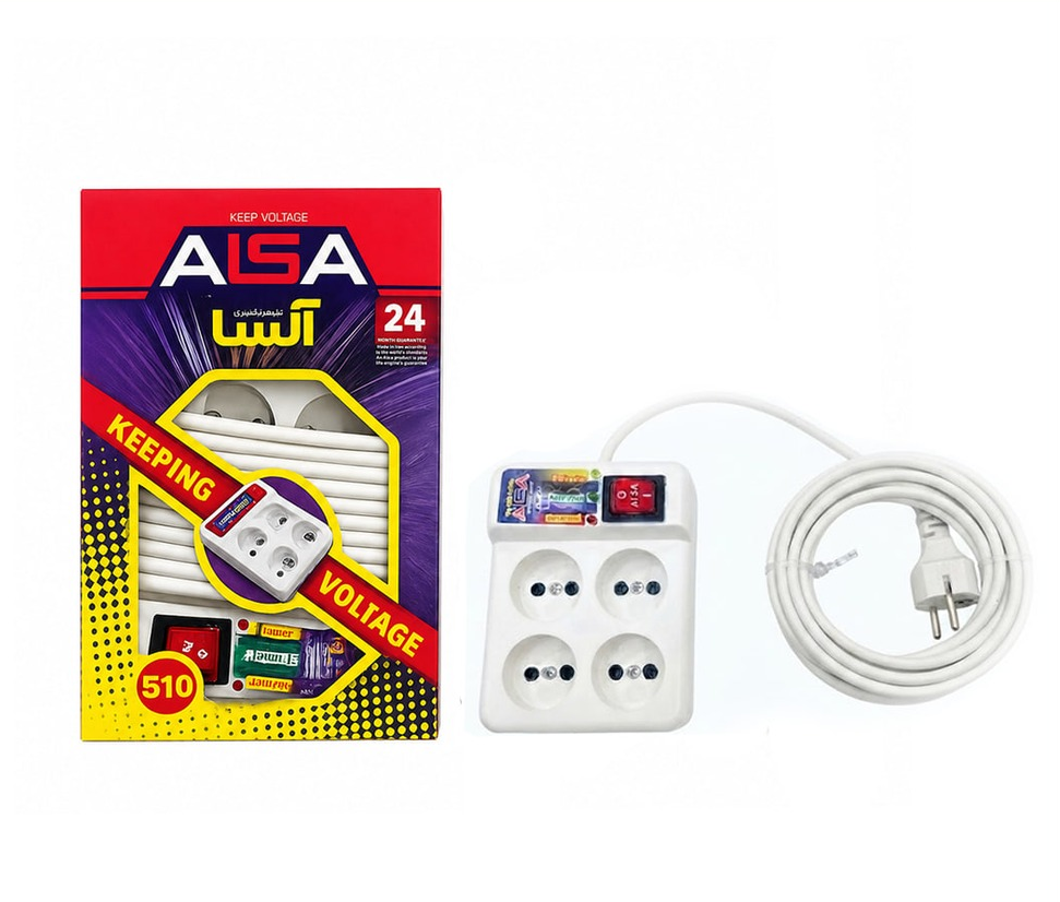 محافظ برق آلسا 4 خروجی 510 بلند (4متری)