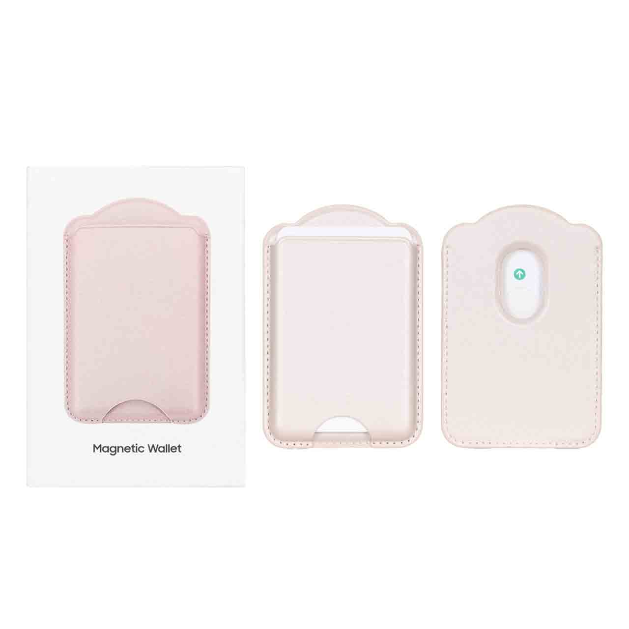 جاکارتی چرمی Magsafe اپل Magnetic Wallet – صورتی چرک (پک دار)