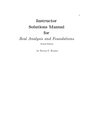 خرید و دانلود نسخه کامل کتاب [Solution Manual] Real Analysis and Foundations (4th Edition) – PDF