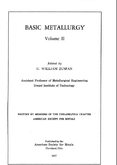 خرید و دانلود نسخه کامل کتاب Basic metallurgy. Edited by A.W. Grosvenor. v.2. – Pdf
