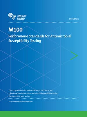 خرید و دانلود نسخه کامل کتاب M100 Performance Standards for Antimicrobial Susceptibility Testing  (33rd Edition) – Pdf