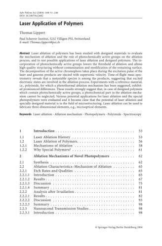 خرید و دانلود نسخه کامل کتاب Laser Application of Polymers – PDF