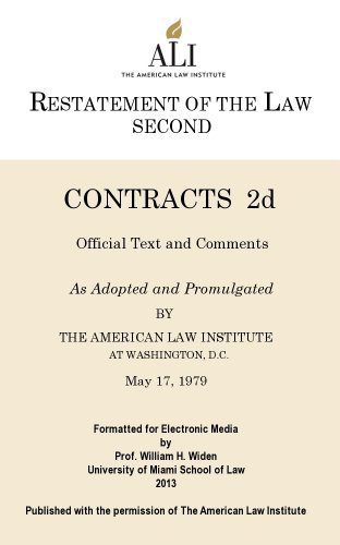 خرید و دانلود نسخه کامل کتاب Restatement (Second) of Contracts BY American Law Institute – + pdf