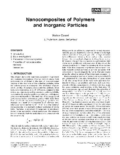 خرید و دانلود نسخه کامل کتاب Nanocomposites of Polymers and Inorganic Particles – PDF