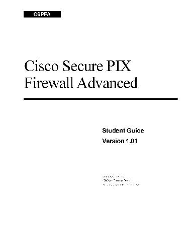 خرید و دانلود نسخه کامل کتاب CSPFA PIX Firewall Coursebook