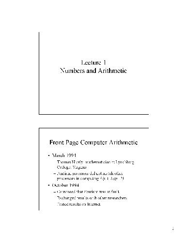 خرید و دانلود نسخه کامل کتاب Computer arithmetic lectures