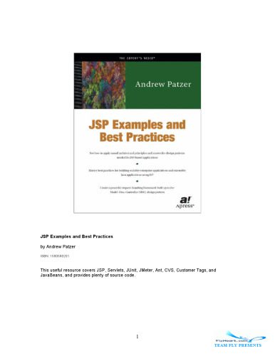 خرید و دانلود نسخه کامل کتاب Jsp Examples And Best Practices Apress