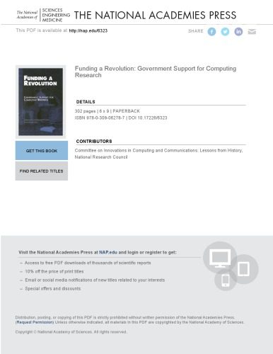 خرید و دانلود نسخه کامل کتاب Funding a Revolution: Government Support for Computing Research