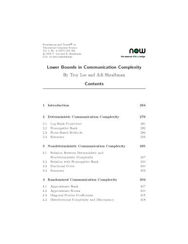 خرید و دانلود نسخه کامل کتاب Lower Bounds in Communication Complexity (Foundations and Trends in Theoretical Computer Sc