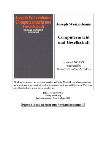 خرید و دانلود نسخه کامل کتاب Computermacht und Gesellschaft: Freie Reden