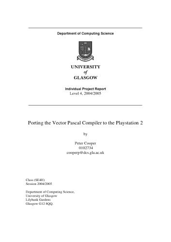 خرید و دانلود نسخه کامل کتاب Porting the Vector Pascal Compiler to the Playstation 2