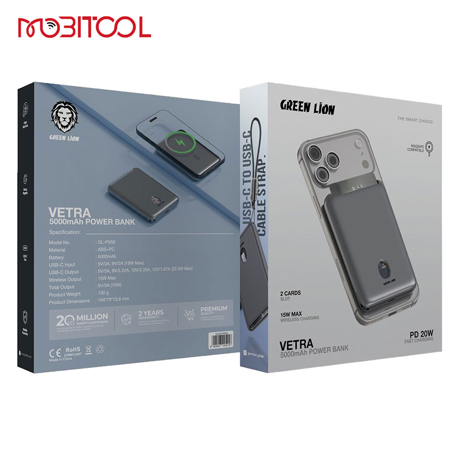 پاوربانک 5000mAh 20W گرین لاین مدل Vetra