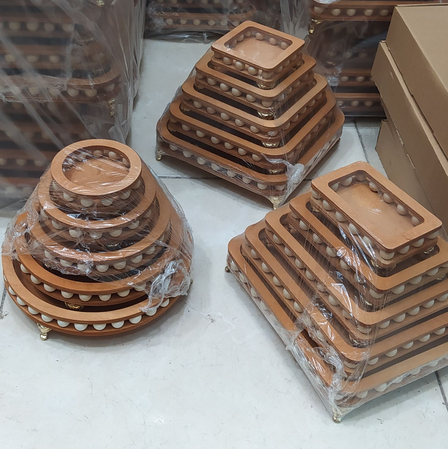 پنج تیکه مهره دار چوبی