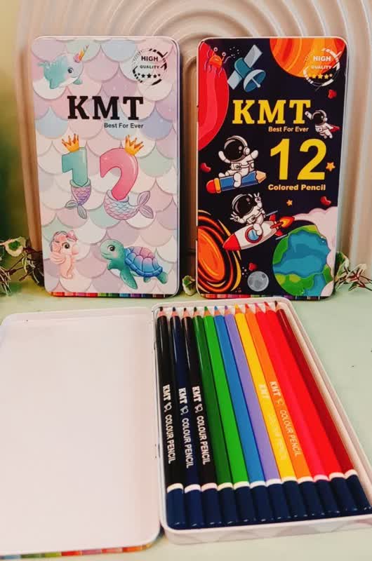 مدادرنگی جعبه فلزی 12 رنگ کی ام تی kmt