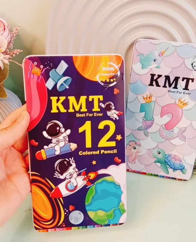 مداد رنگی جعبه فلزی 12 رنگ کی ام تی kmt