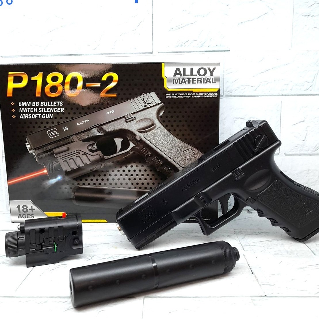 کلت لیزری P180 تفنگ اسباب بازی با قوطی تیر اضافه