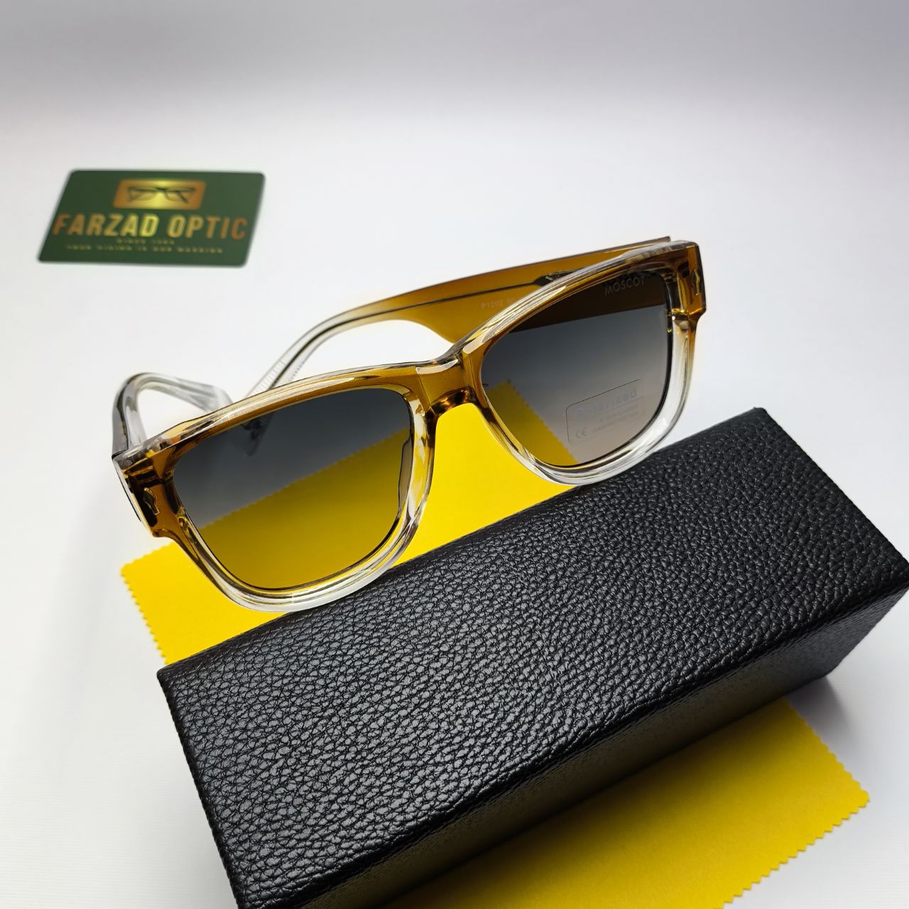 عینک آفتابی پلاریزه موسکات Moscot مدل 1202 مستر دسته سیم کائوچو اسیتیت پلاریزه به همراه پک لوازم جانبی
