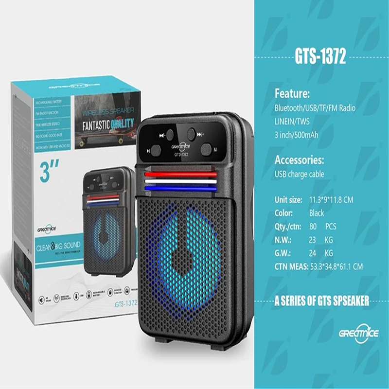 اسپیکر بلوتوثی قابل حمل گریت نایس مدل GTS-1372 ا Great Nice GTS-1372 Wireless Speaker کد L136 (پس کرایه)