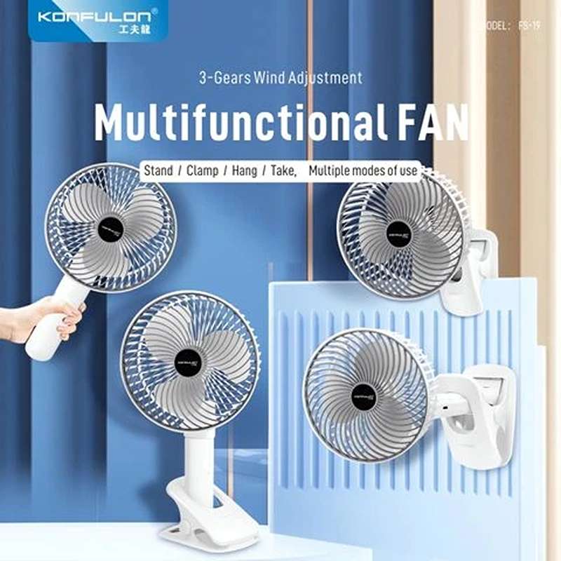 پنکه شارژی رومیزی گیره داره با کیفیت عالی کد L345 (پس کرایه)