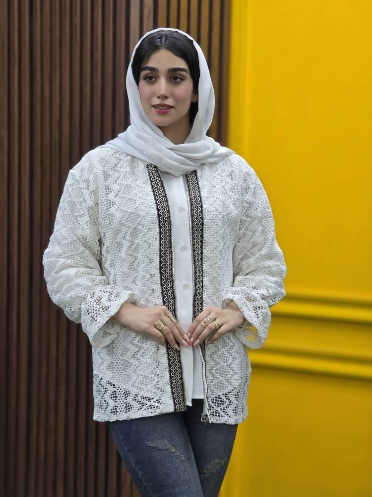 مانتو گیپور آستین کش طرح لوزی