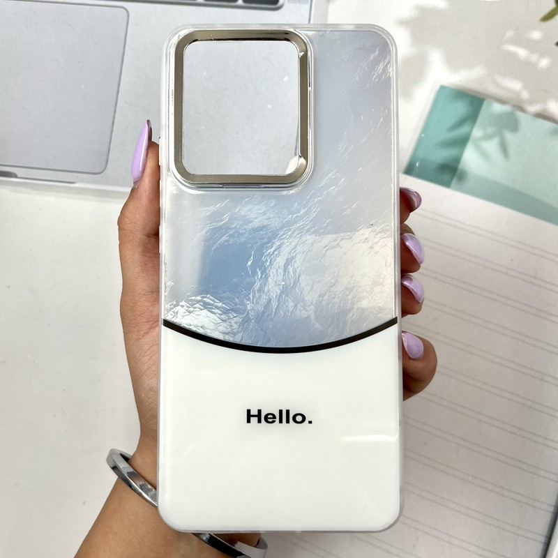 قاب گوشی Redmi Note 13 4G شیائومی Hello Case ایربگ دار لنز سیلور طرح ice Rock اسپرت سفید کد 650509
