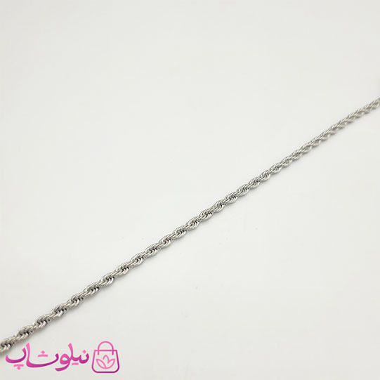 پابند زنانه طنابی مدل استیل نقره ای عرض 3 میل کد 349