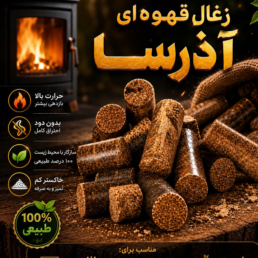 زغال قهوه ای آذرسا بسته 2 کیلوگرمی(پلت سوختی)
