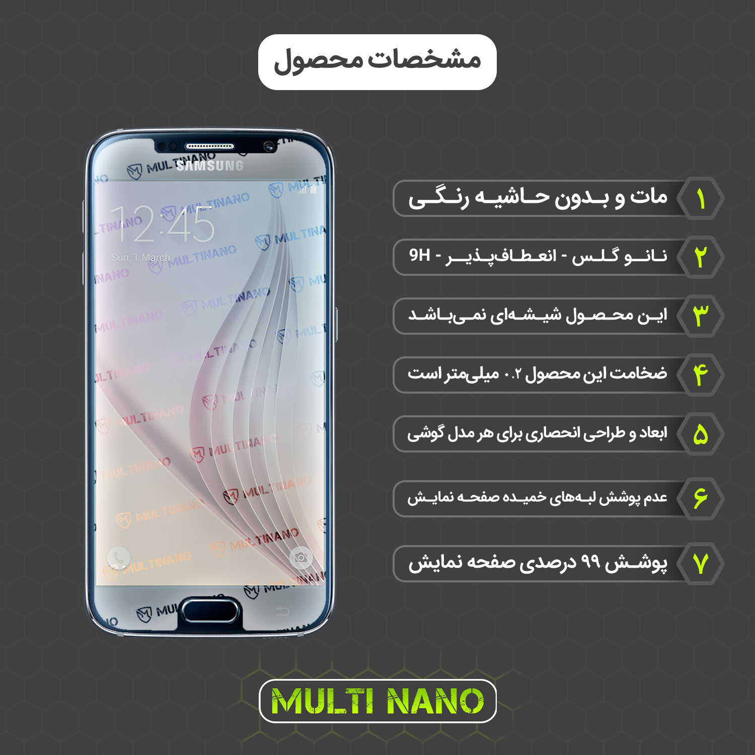 محافظ صفحه نمایش مات مولتی نانو مدل X-S1M مناسب برای گوشی موبایل سامسونگ Galaxy S6