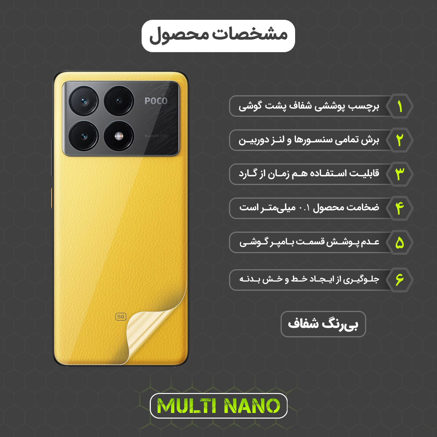 محافظ پشت گوشی مولتی نانو مدل X-F1T مناسب برای گوشی موبایل شیائومی Poco X6 pro