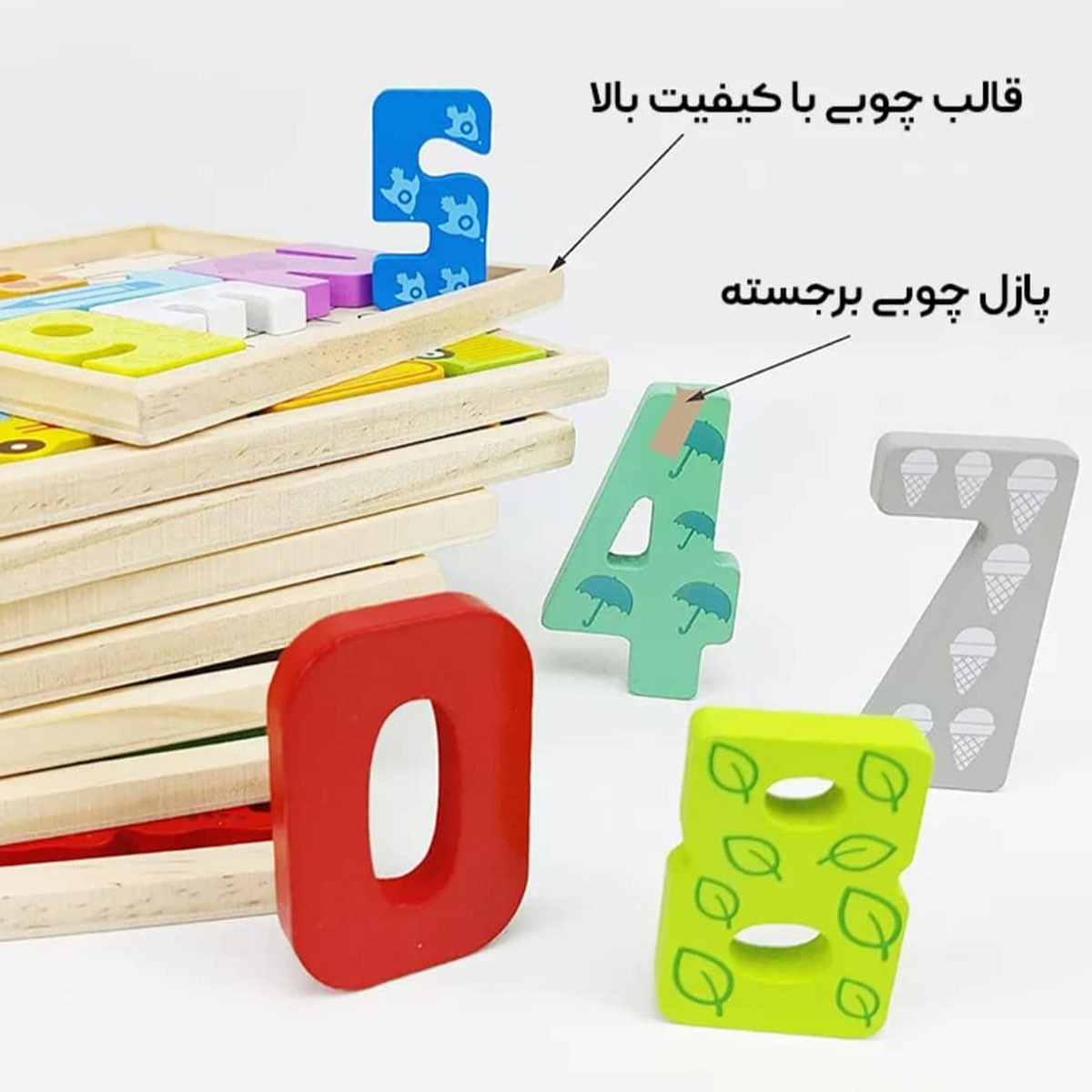 پازل 10 تکه مدل جانمایی چوبی طرح اعداد انگلیسی