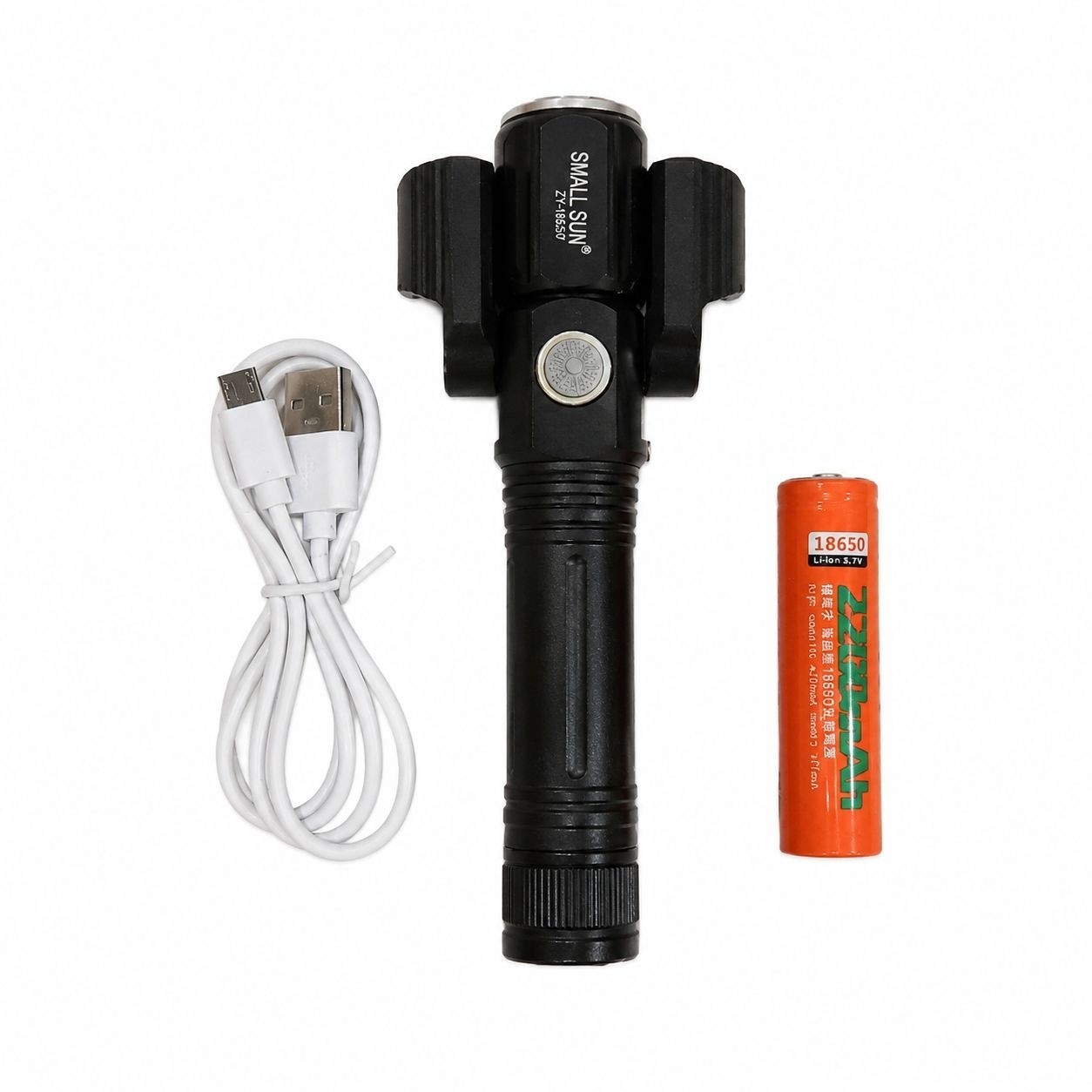 چراغ قوه شارژی اسمال سان مدل ZY-W537 سه کاره 4 حالته زوم دار با باتری شارژی 18650 و شارژ Micro USB