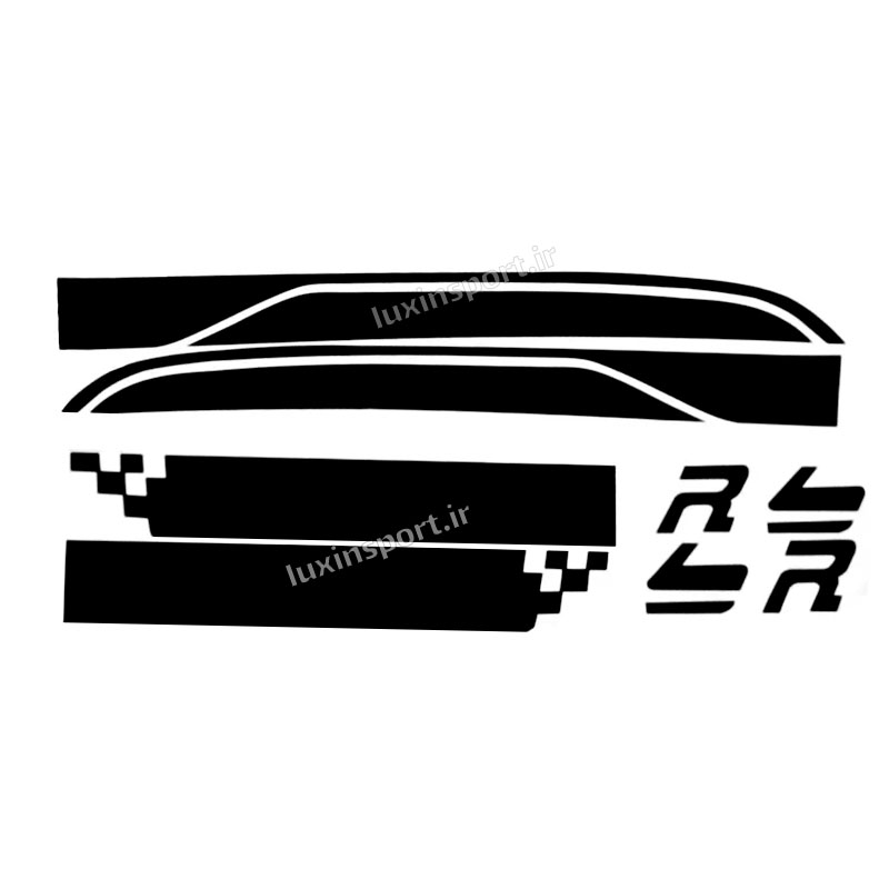 برچسب بدنه کوییک آر (R) مدل جدید بدون نوشته کراس مشکی – بسته 2 عددی (شش تیکه)