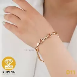 دستبند ژوپینگ مدل قلب رنگ بین گلد (طلایی) و رزگلد کد D11 باشکوه بدلیجات  xuping Xuping xp XP