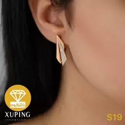 گوشواره ژوپینگ مدل ملیکا رنگ بین گلد (طلایی)و رزگلد کد S19 باشکوه بدلیجات  xuping Xuping xp XP