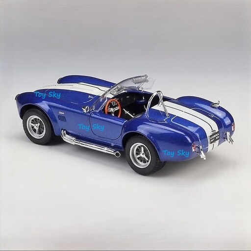 ماکت ماشین - شلبی کبری 427 - Shelby Cobra 427 - مقیاس 1.24 برند ویلی Welly - فلزی - فرمان پذیر - دربها و کاپوت بازشو