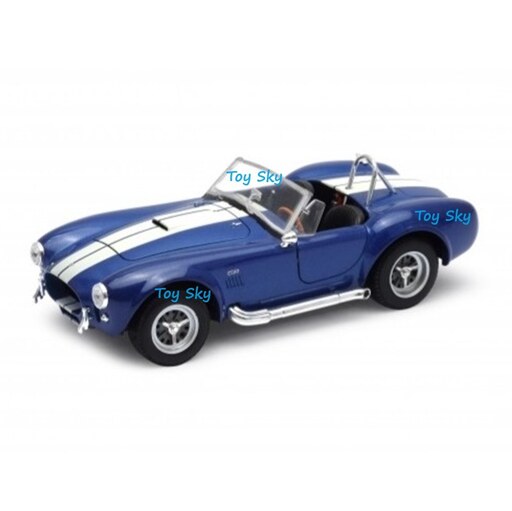 ماکت ماشین - شلبی کبری 427 - Shelby Cobra 427 - مقیاس 1.24 برند ویلی Welly - فلزی - فرمان پذیر - دربها و کاپوت بازشو