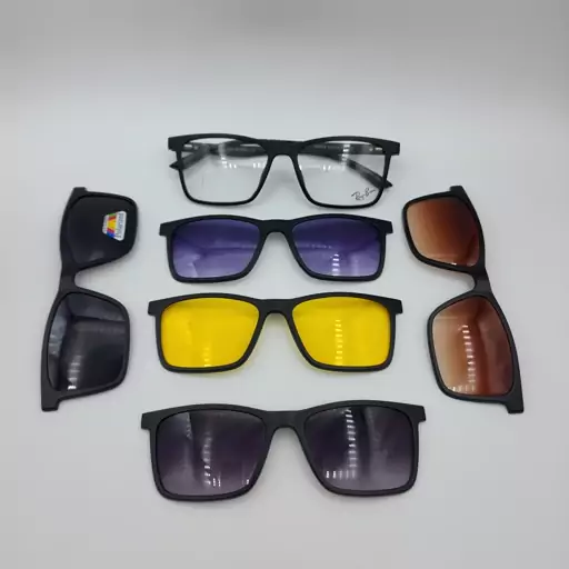 فریم عینک طبی مگنتی کاوردار رای بن Ray Ban با 5 کاور  آفتابی کد 9508