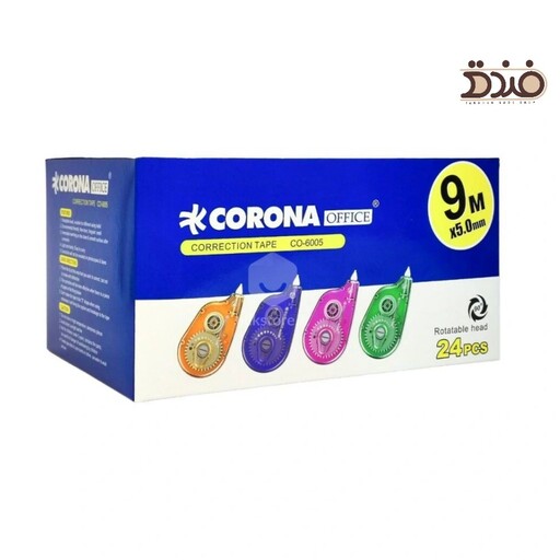 غلط گیر نواری 9 متری کرونا، در چهار رنگ، Corona، غلطگیر، Correction Tape، فشاری