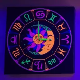 ساعت دیواری بلک لایت طرح طالع تولد سایز 35در35    blacklight